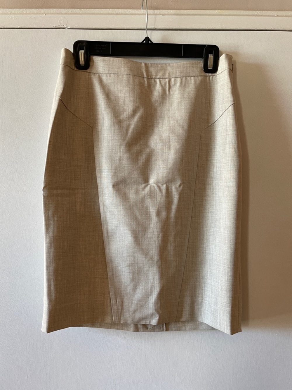 The Limited Beige Pencil Skirt with Subtle Pinstripe